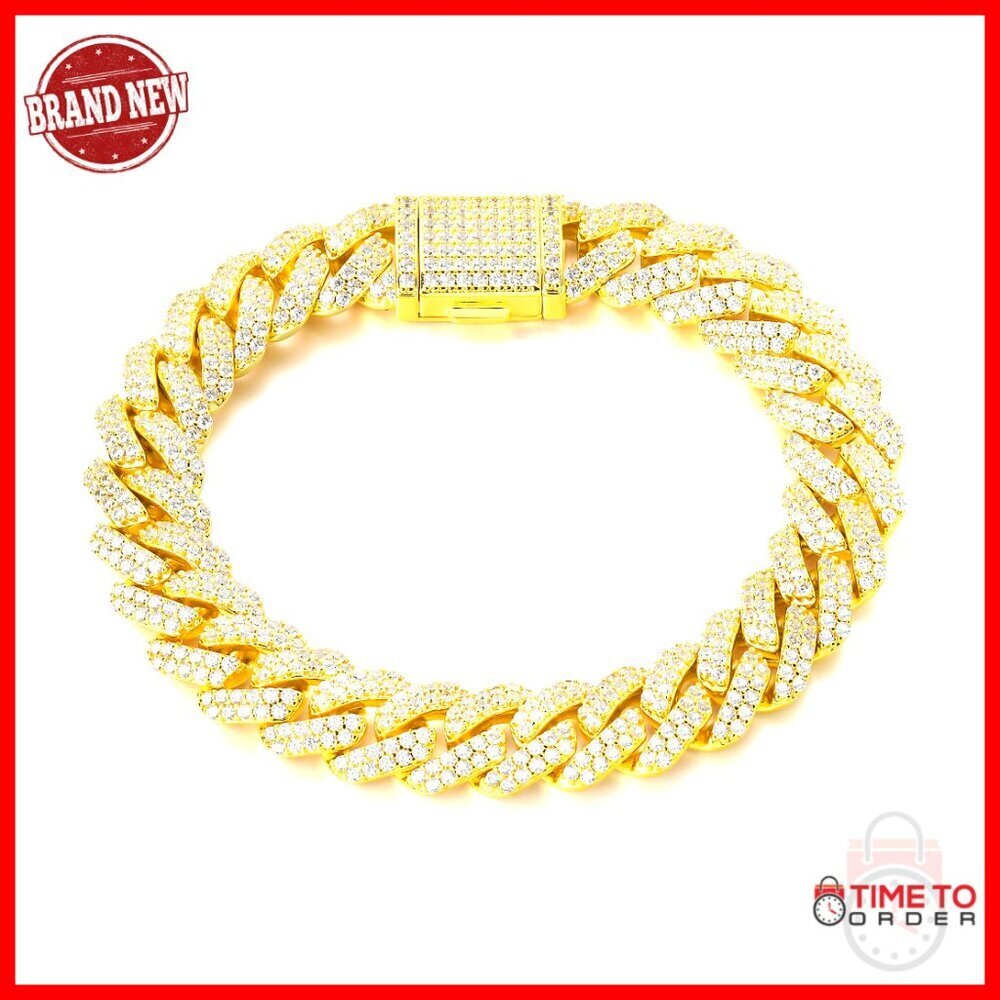 12mm Cuban Link Bracelet 18K Gold Plated Hypoallergenic Men Women